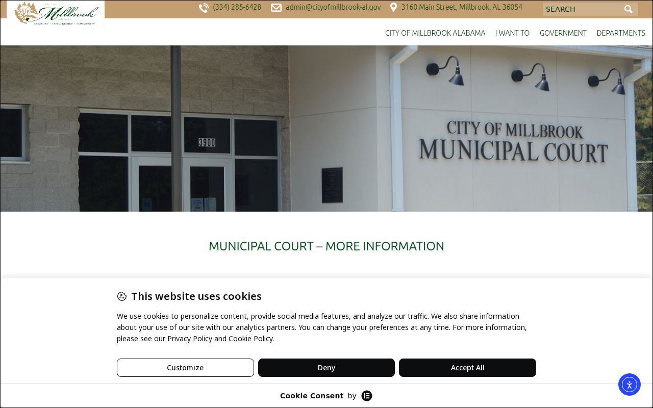 Millbrook court instructions for an Elmore County municipal warrant