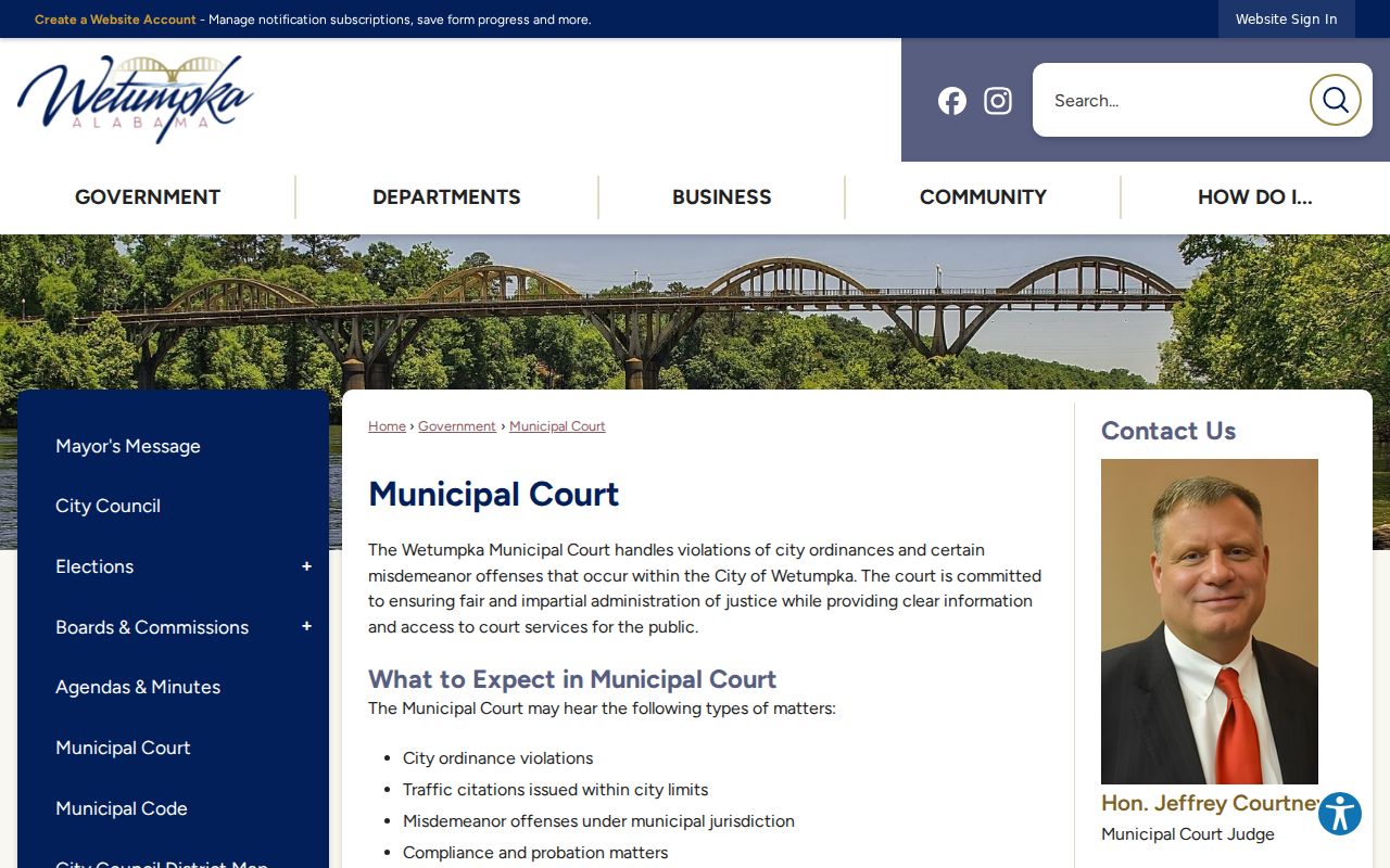 Wetumpka Municipal Court source for Wetumpka warrant records